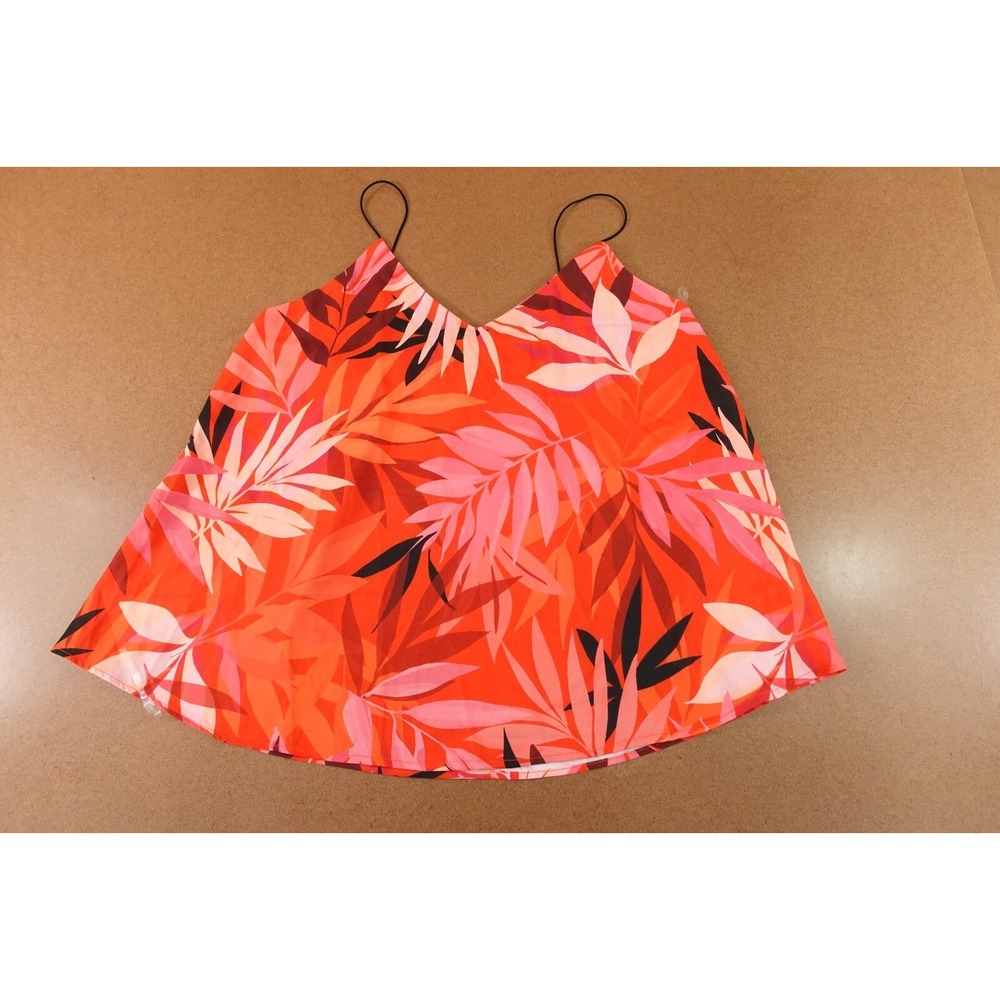 Zenobia Womens Size 3X Pink Palm Print Strappy V Neck Pullover Tank Top NWT